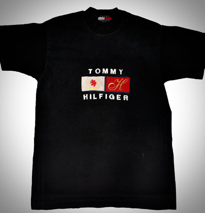 VTG Tommy Hilfiger T-Shirt Black Embroidered