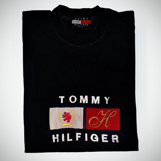 VTG Tommy Hilfiger T-Shirt Black Embroidered