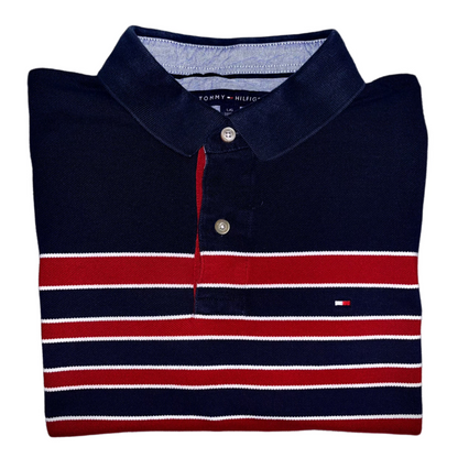 Tommy Hilfiger Polo Shirt Striped Blue & Red