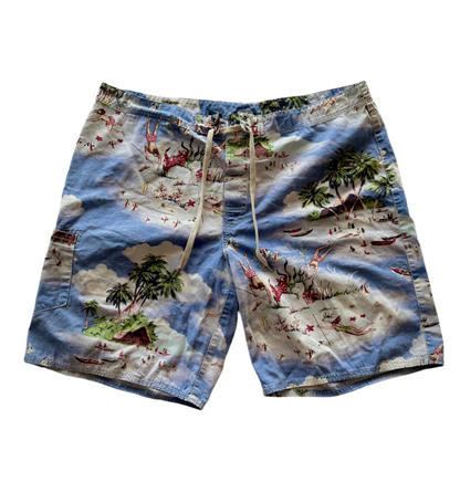 VTG Ralph Lauren Men Swim Shorts Limited Edition Tropical Tie Hook and Loop