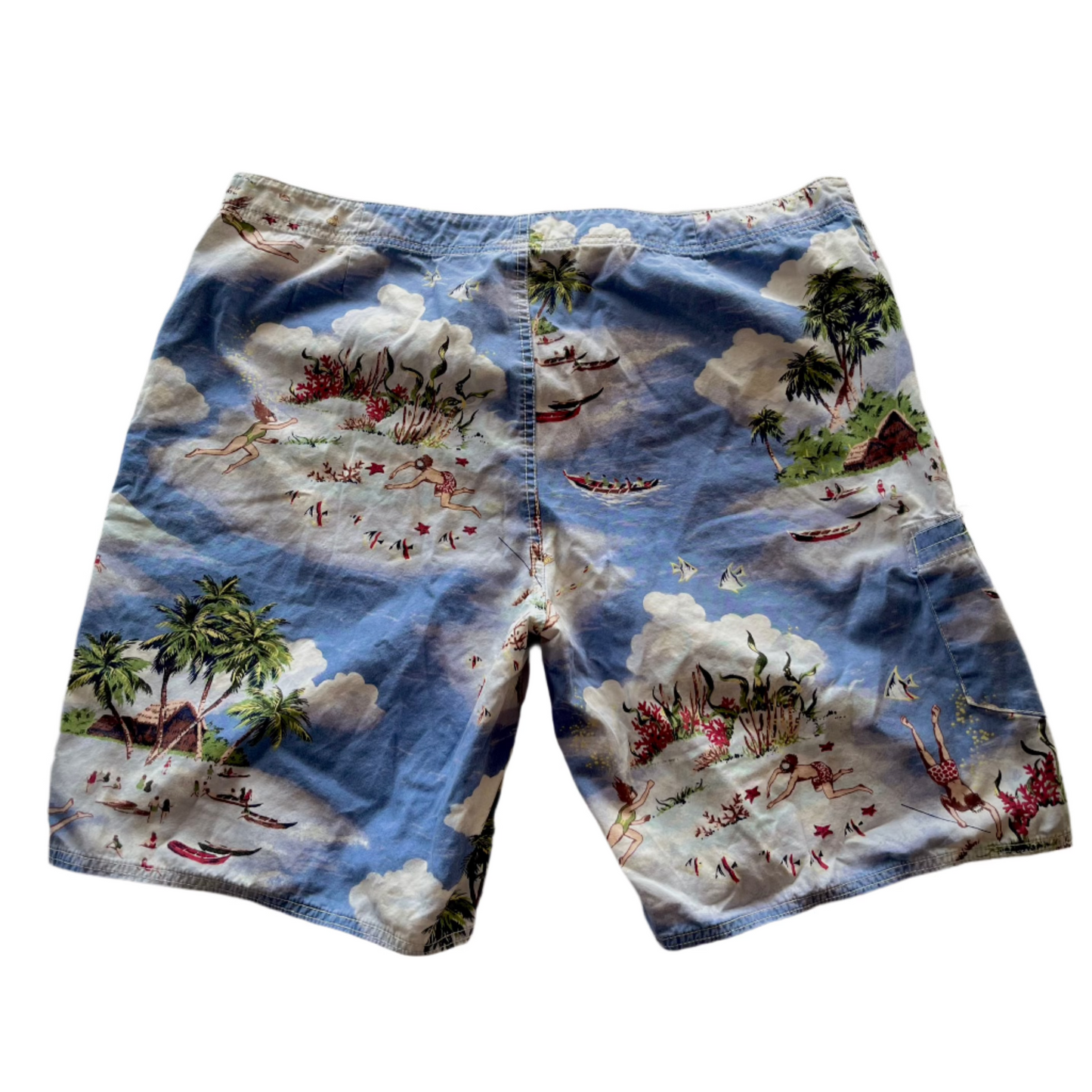 VTG Ralph Lauren Men Swim Shorts Limited Edition Tropical Tie Hook and Loop